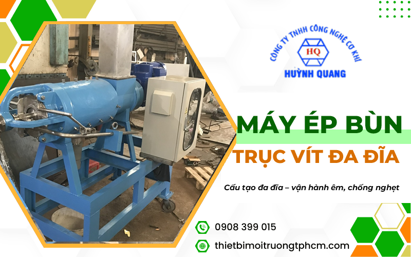 cấu tạo máy ép bùn trục vít đa đĩa